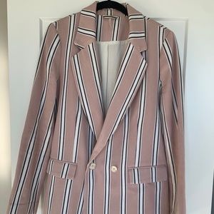 Free People Uptown Girl Oversized Pink/Black/White Blazer